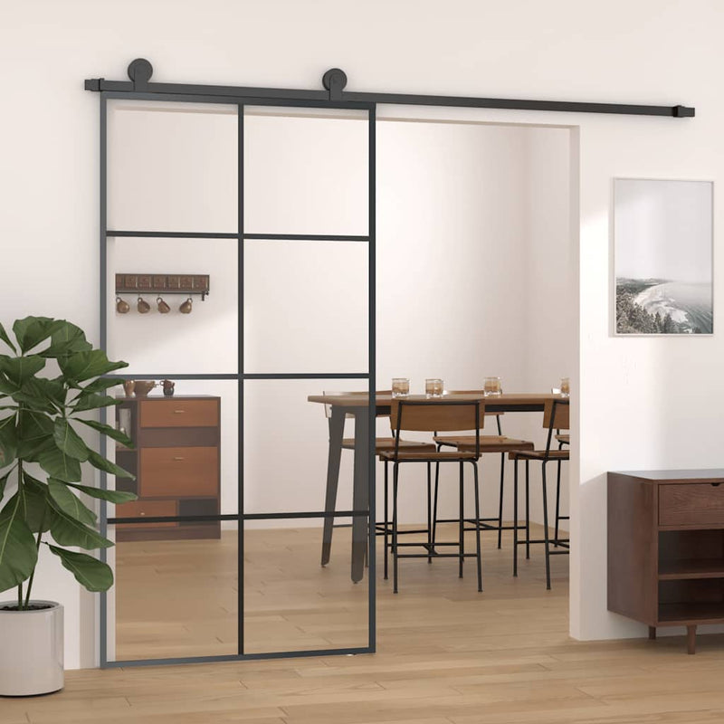 Load image into Gallery viewer, Vidaxl schuifdeur 102,5x205 cm esg-glas en aluminium zwart