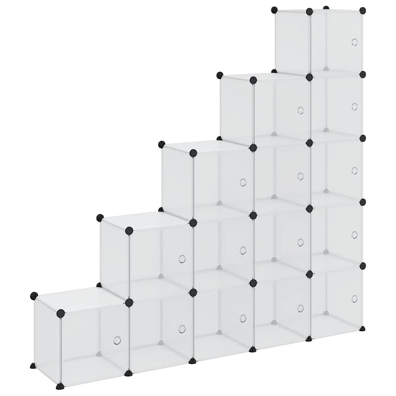 Load image into Gallery viewer, Vidaxl opbergkubus organizer met 15 vakken en deuren transparant pp