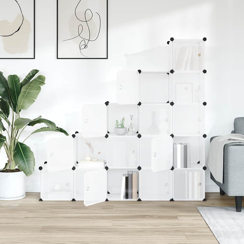 Load image into Gallery viewer, Vidaxl opbergkubus organizer met 15 vakken en deuren transparant pp
