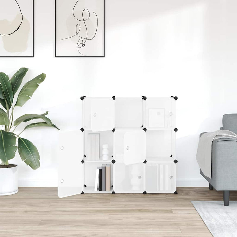 Load image into Gallery viewer, Vidaxl opbergmeubel met 9 vakken en deuren polypropeen transparant