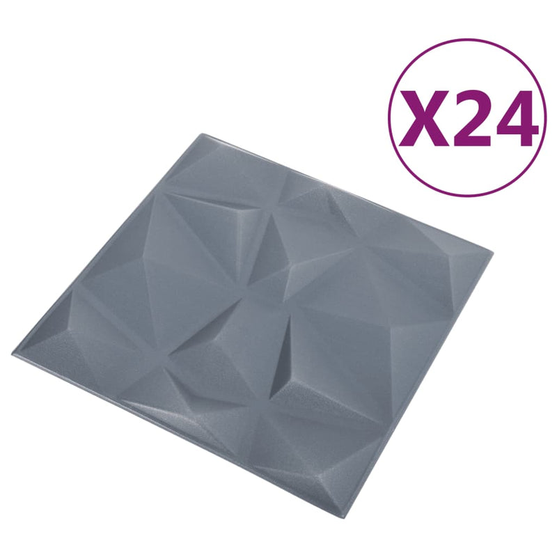 Load image into Gallery viewer, Vidaxl 24 st wandpanelen 3d diamant 6 m² 50x50 cm grijs