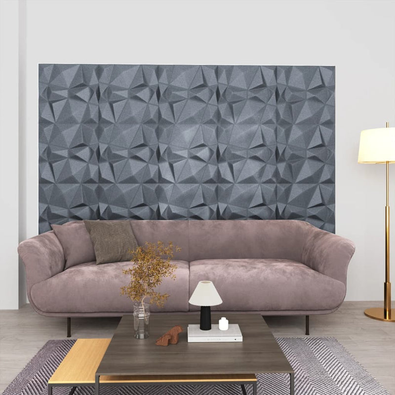 Load image into Gallery viewer, Vidaxl 24 st wandpanelen 3d diamant 6 m² 50x50 cm grijs