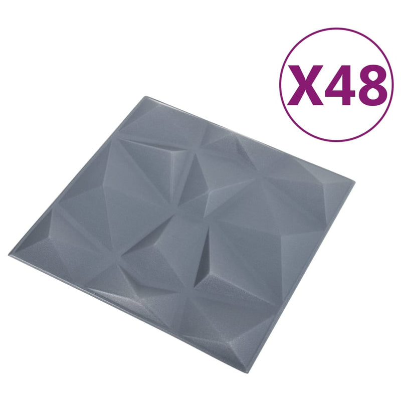 Load image into Gallery viewer, Vidaxl 48 st wandpanelen 3d diamant 12 m² 50x50 cm grijs