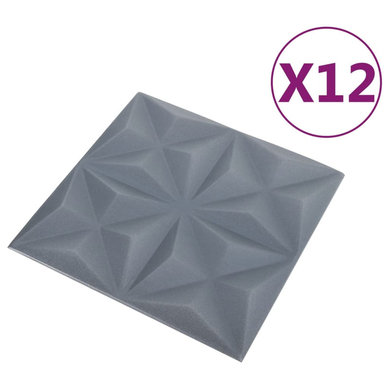 Load image into Gallery viewer, Vidaxl 12 st wandpanelen 3d origami 3 m² 50x50 cm grijs
