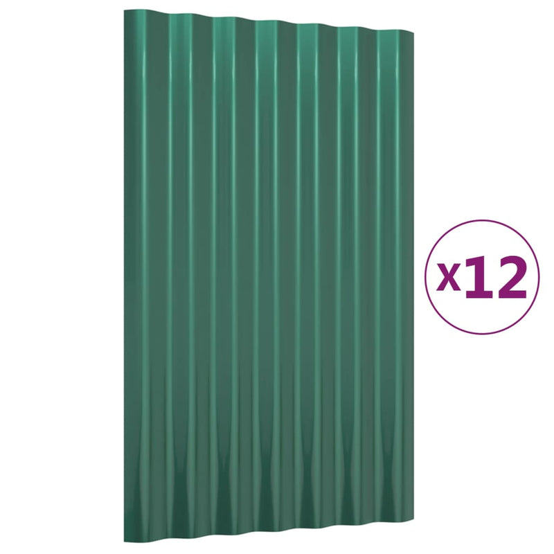 Load image into Gallery viewer, Vidaxl dakpanelen 12 st 60x36 cm gegalvaniseerd staal groen