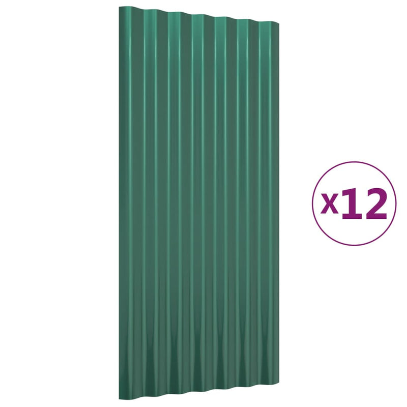 Afbeelding laden in galerijviewer, Vidaxl dakpanelen 12 st 80x36 cm gegalvaniseerd staal groen