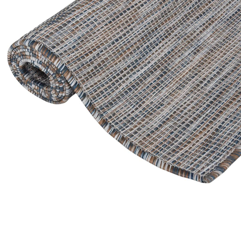 Load image into Gallery viewer, Vidaxl buitenkleed platgeweven 80x150 cm bruin en blauw