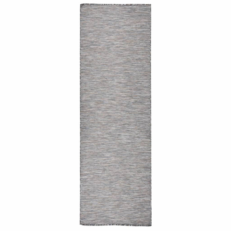 Load image into Gallery viewer, Vidaxl buitenkleed platgeweven 80x250 cm bruin en blauw