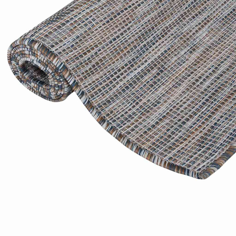 Load image into Gallery viewer, Vidaxl buitenkleed platgeweven 80x250 cm bruin en blauw
