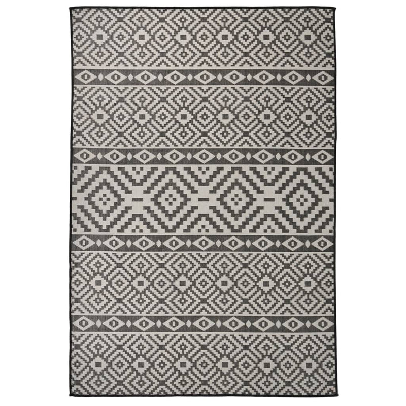 Load image into Gallery viewer, Vidaxl buitenkleed met patroon platgeweven 160x230 cm zwart