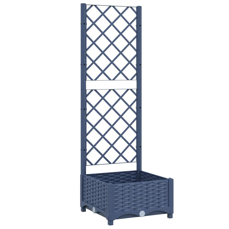 Load image into Gallery viewer, Vidaxl plantenbak met trellis blauwgrijs 40x40x121,5 cm pp