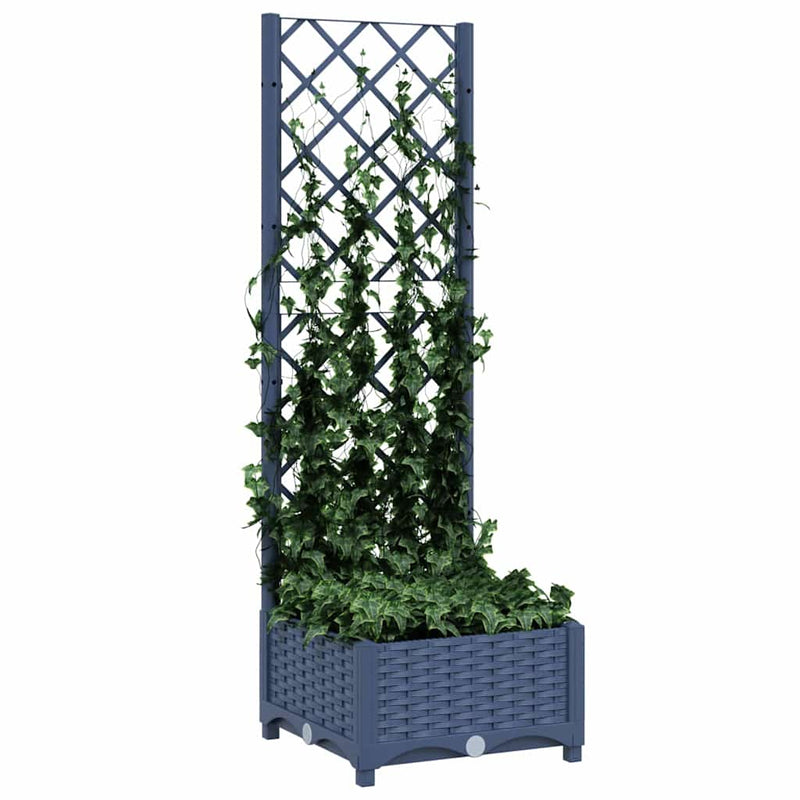 Load image into Gallery viewer, Vidaxl plantenbak met trellis blauwgrijs 40x40x121,5 cm pp