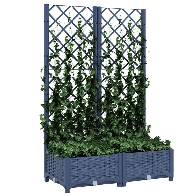 Load image into Gallery viewer, Vidaxl plantenbak met trellis blauwgrijs 80x40x121,5 cm pp