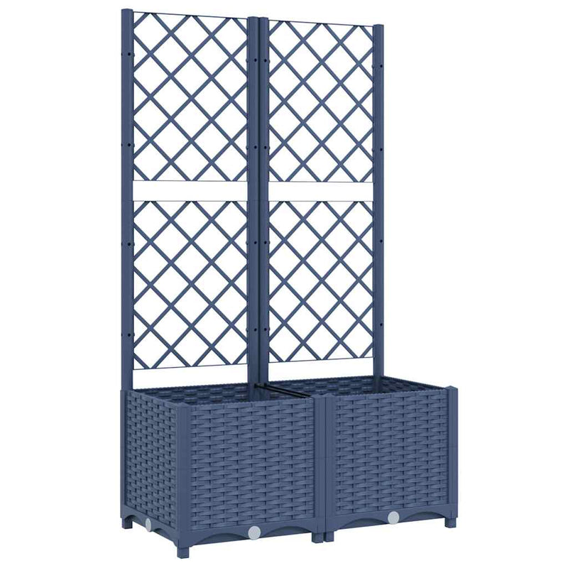 Load image into Gallery viewer, Vidaxl plantenbak met trellis blauwgrijs 80x40x136 cm pp