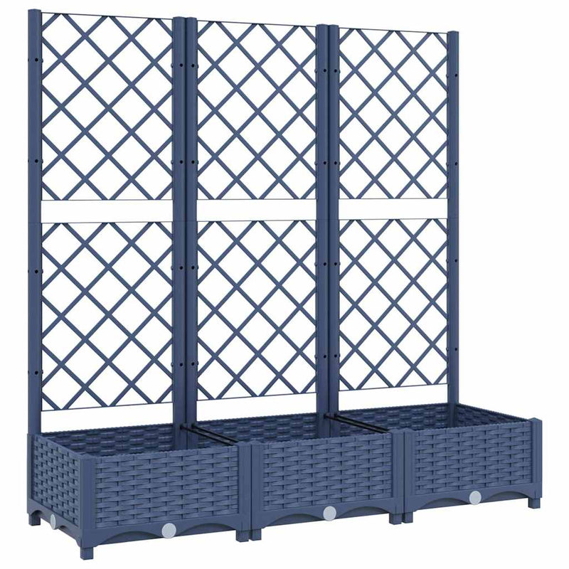 Load image into Gallery viewer, Vidaxl plantenbak met latwerk 120x40x121,5 cm polypropeen blauwgrijs