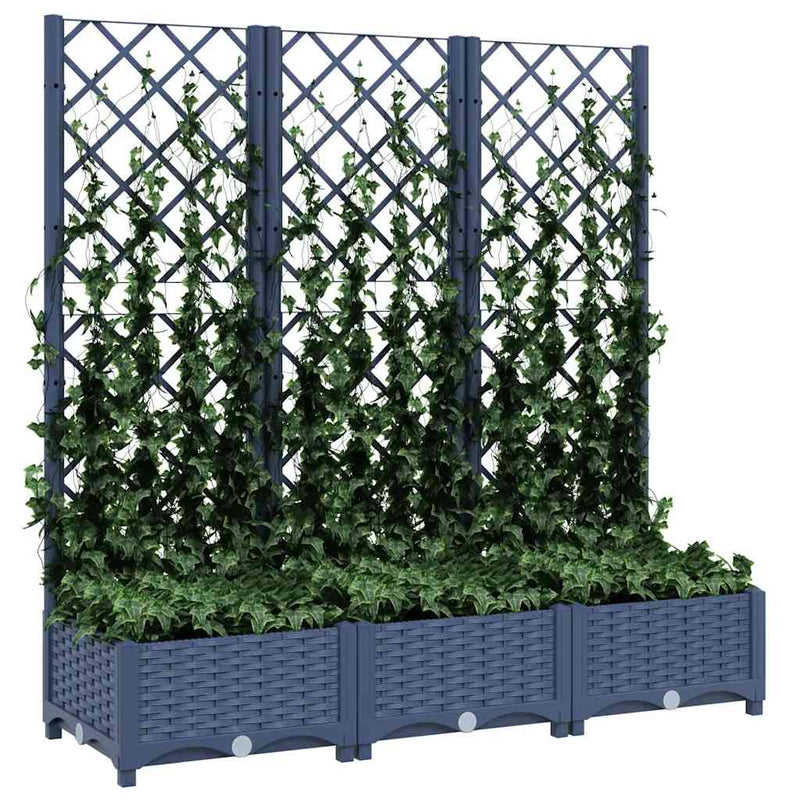 Load image into Gallery viewer, Vidaxl plantenbak met latwerk 120x40x121,5 cm polypropeen blauwgrijs