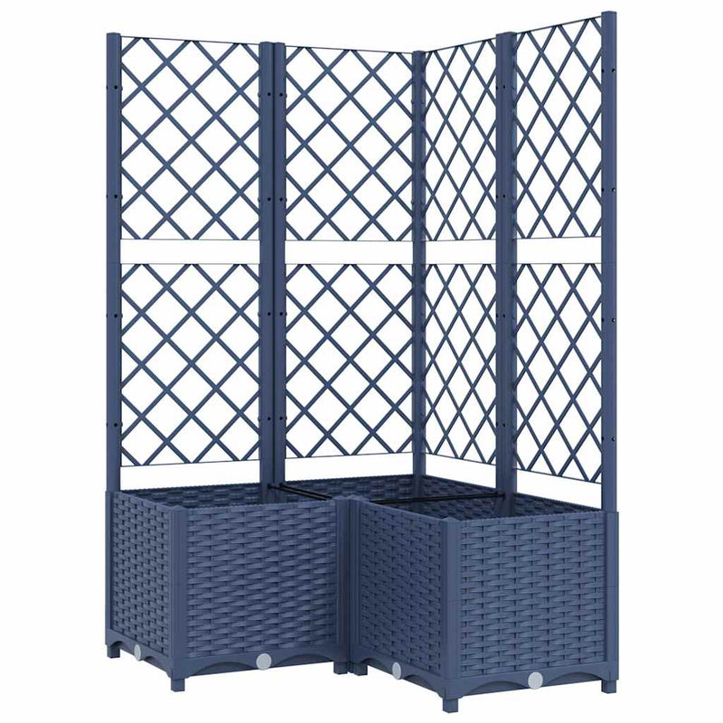Load image into Gallery viewer, Vidaxl plantenbak met latwerk 80x80x136 cm polypropeen blauwgrijs