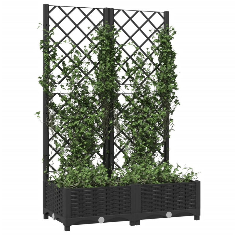 Load image into Gallery viewer, Vidaxl plantenbak met trellis zwart 80x40x121,5 cm pp