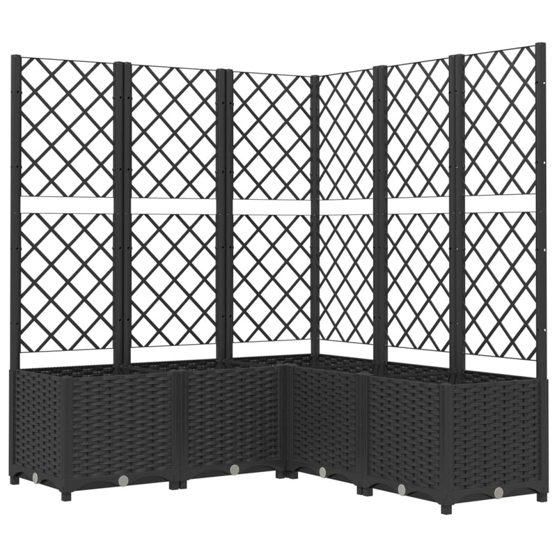 Load image into Gallery viewer, Vidaxl plantenbak met latwerk 120x120x136 cm polypropeen zwart