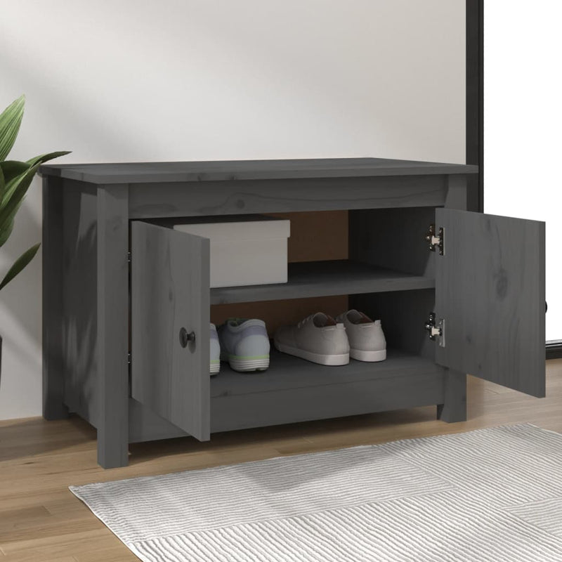 Load image into Gallery viewer, Vidaxl schoenenkast 70x38x45,5 cm massief grenenhout grijs