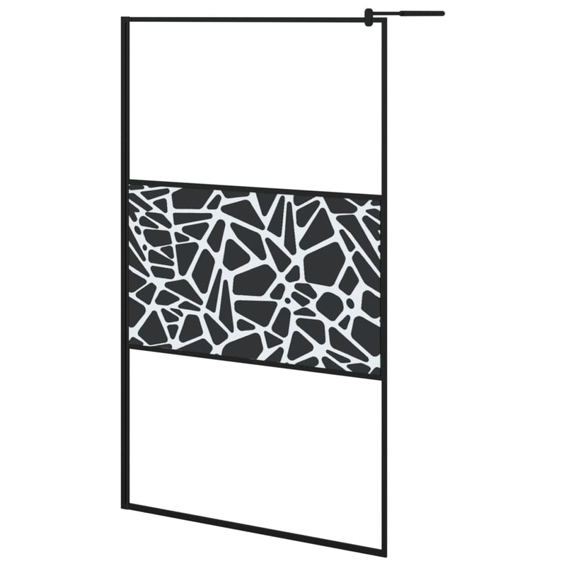 Load image into Gallery viewer, VidaXL Inloopdouchewand met stenenmotief 115x195 cm ESG-glas zwart