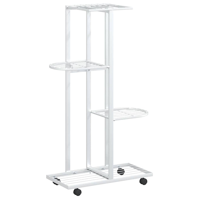 Load image into Gallery viewer, Vidaxl bloemenstandaard met wielen 4-laags 44x23x80 cm ijzer wit