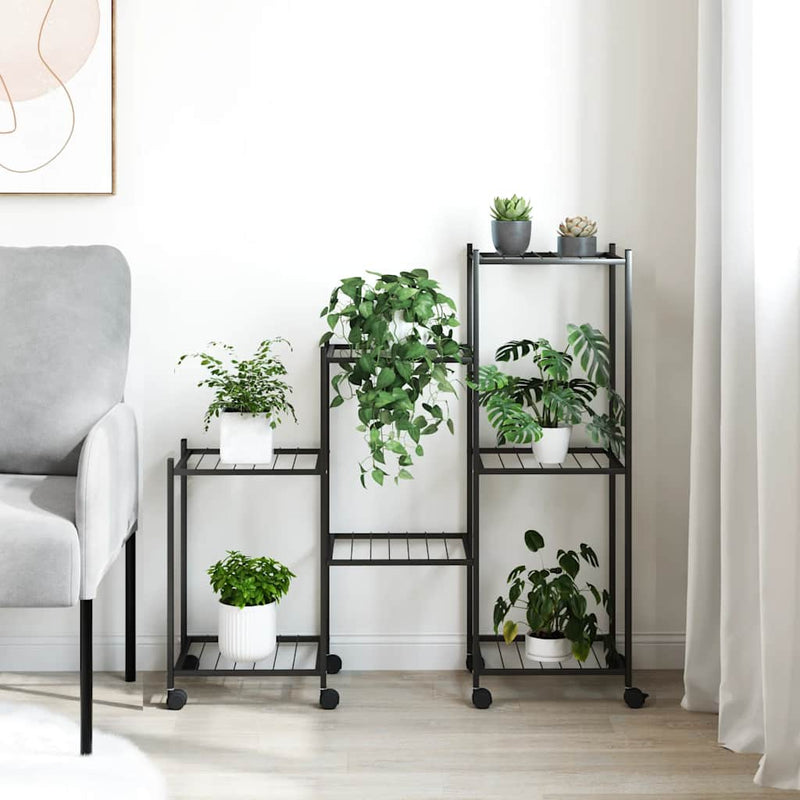 Load image into Gallery viewer, Vidaxl bloemenstandaard met wielen 83x25x83,5 cm ijzer zwart