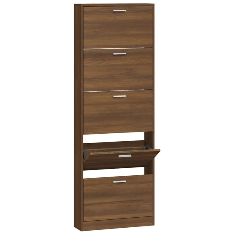 Load image into Gallery viewer, Vidaxl schoenenkast 59x17x169 cm bewerkt hout bruin eikenkleur