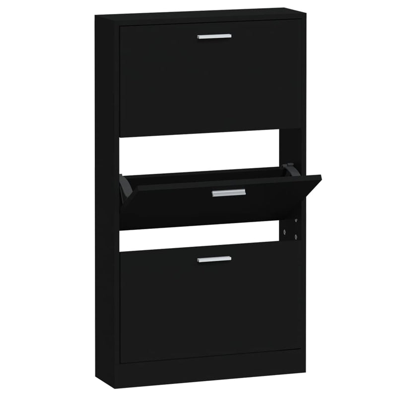 Load image into Gallery viewer, Vidaxl schoenenkast 59x17x108 cm bewerkt hout zwart