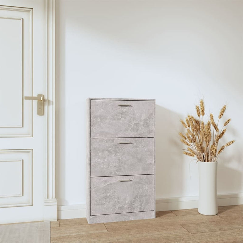 Load image into Gallery viewer, Vidaxl schoenenkast 59x17x108 cm bewerkt hout betongrijs