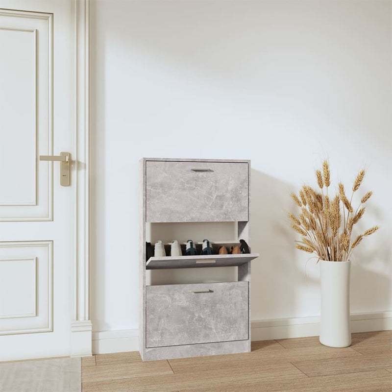 Load image into Gallery viewer, Vidaxl schoenenkast 59x17x108 cm bewerkt hout betongrijs