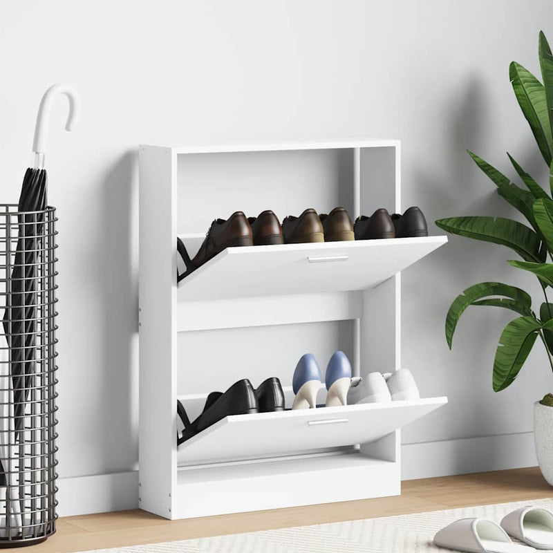 Load image into Gallery viewer, Vidaxl schoenenkast 59x17x81 cm bewerkt hout wit