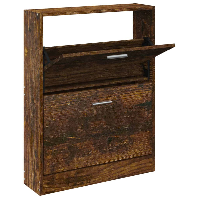 Load image into Gallery viewer, Vidaxl schoenenkast 59x17x81 cm bewerkt hout gerookt eikenkleurig