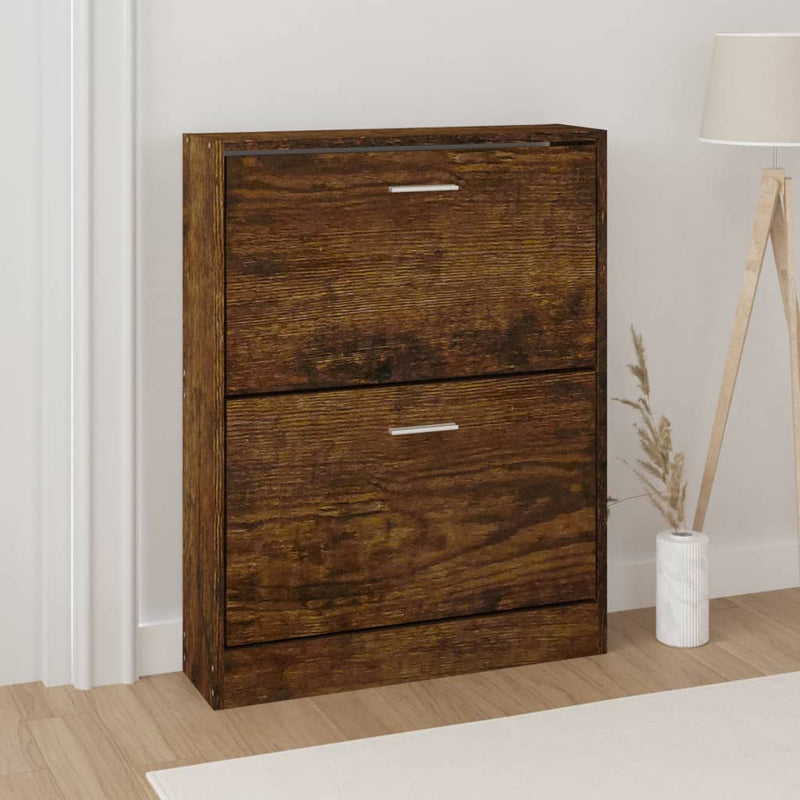 Load image into Gallery viewer, Vidaxl schoenenkast 59x17x81 cm bewerkt hout gerookt eikenkleurig