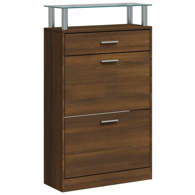 Load image into Gallery viewer, Vidaxl schoenenkast 63x24x104 cm bewerkt hout bruin eikenkleur