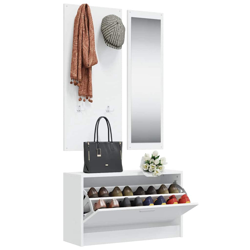 Load image into Gallery viewer, Vidaxl schoenenkastset 3-in-1 bewerkt hout wit