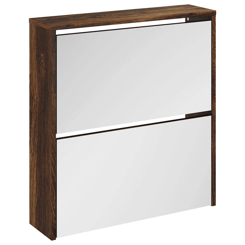 Load image into Gallery viewer, Vidaxl schoenenkast met spiegel 2-laags 63x17x67 cm gerookt eiken