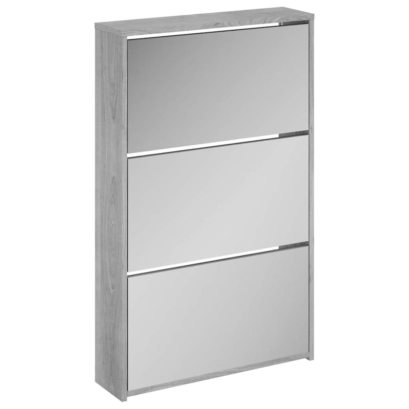 Load image into Gallery viewer, Vidaxl schoenenkast met spiegel 3-laags 63x17x102,5 cm grijs sonoma