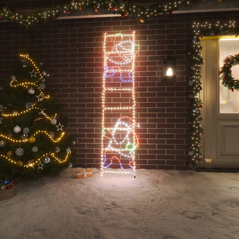 Load image into Gallery viewer, Vidaxl kerstfiguur kerstman op ladder opvouwbaar 552 led's 50x200 cm
