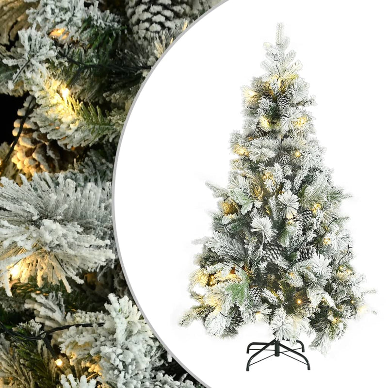 Load image into Gallery viewer, VidaXL Kerstboom met LED en dennenappels en sneeuw 195 cm PVC en PE
