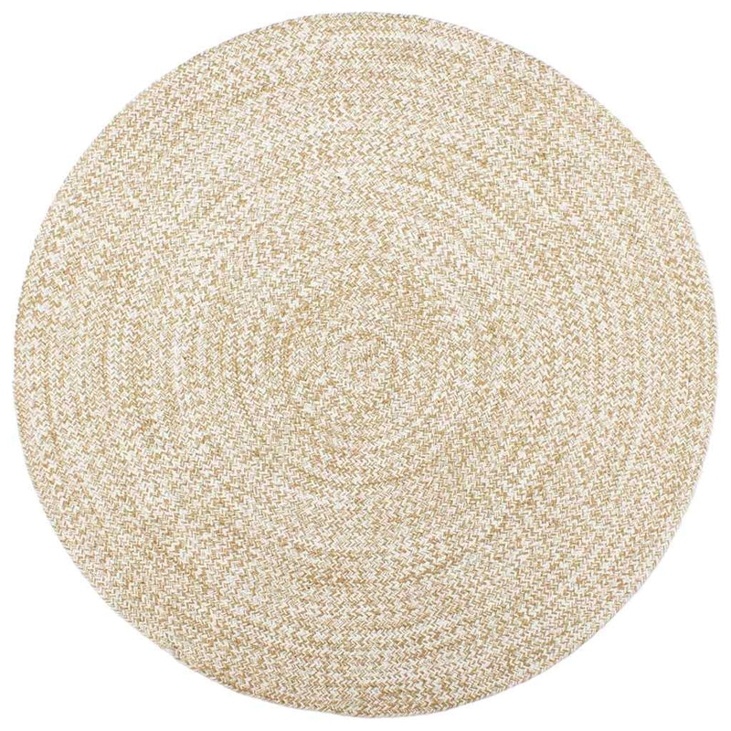 Load image into Gallery viewer, Vidaxl vloerkleed handgemaakt 210 cm jute wit en bruin