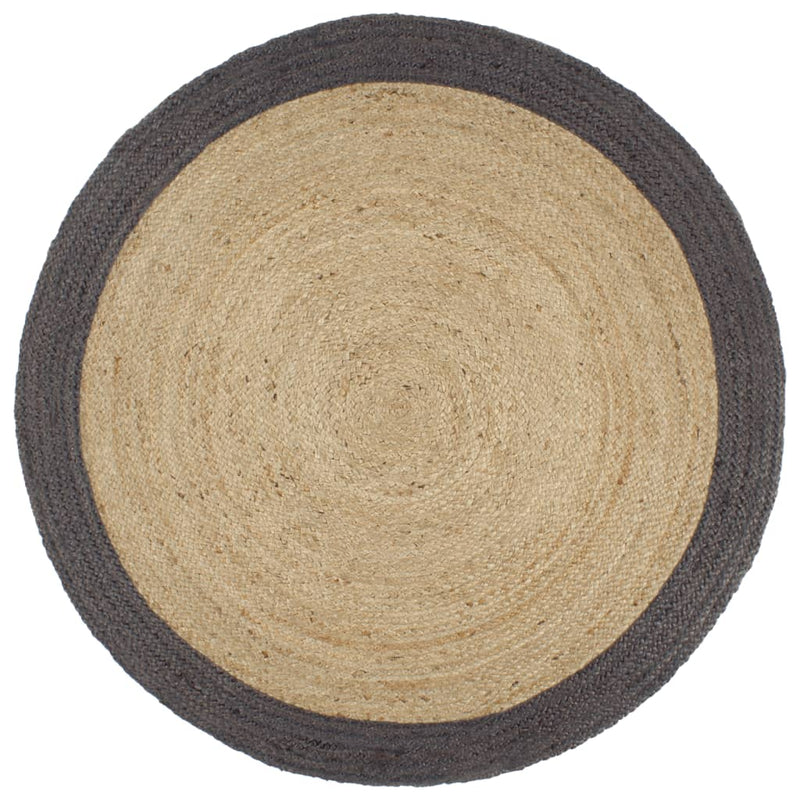 Load image into Gallery viewer, Vidaxl vloerkleed handgemaakt met donkergrijze rand 210 cm jute