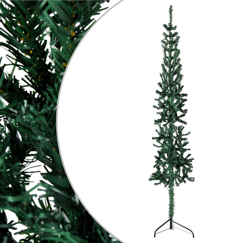 Load image into Gallery viewer, Vidaxl kunstkerstboom half met standaard smal 180 cm groen