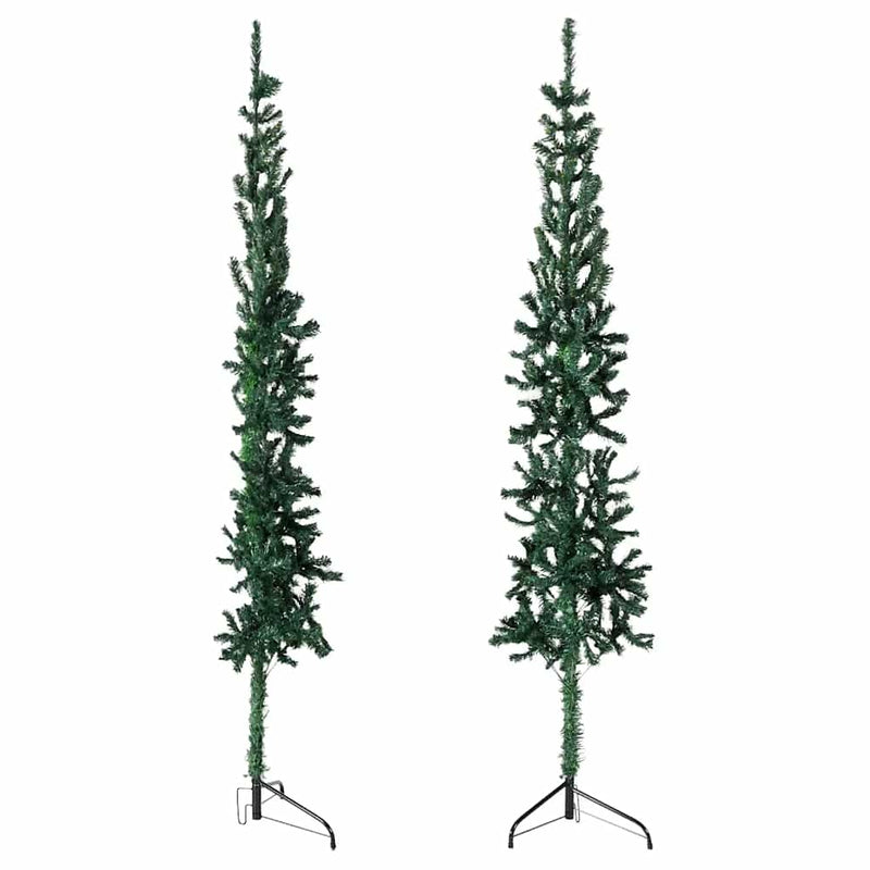 Load image into Gallery viewer, Vidaxl kunstkerstboom half met standaard smal 210 cm groen