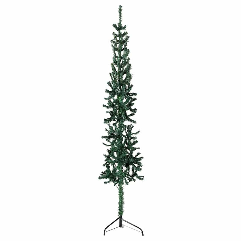 Load image into Gallery viewer, Vidaxl kunstkerstboom half met standaard smal 240 cm groen