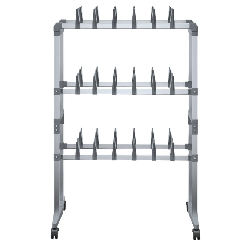 Load image into Gallery viewer, Vidaxl schoenenrek met wieltjes 66x27x100 cm zilverkleurig