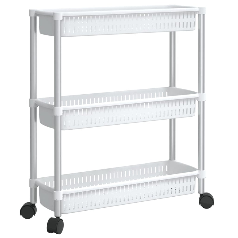 Load image into Gallery viewer, Vidaxl opbergtrolley 3 laags aluminium zilverkleurig en wit