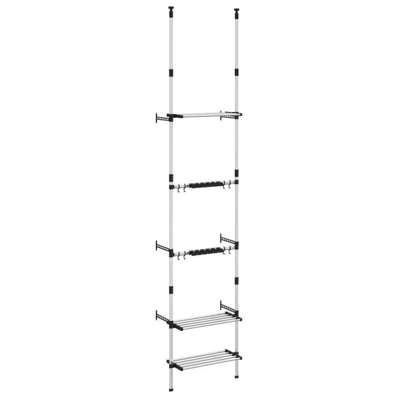 Load image into Gallery viewer, Vidaxl tuinrek met 3 schappen telescopisch aluminium zilverkleurig