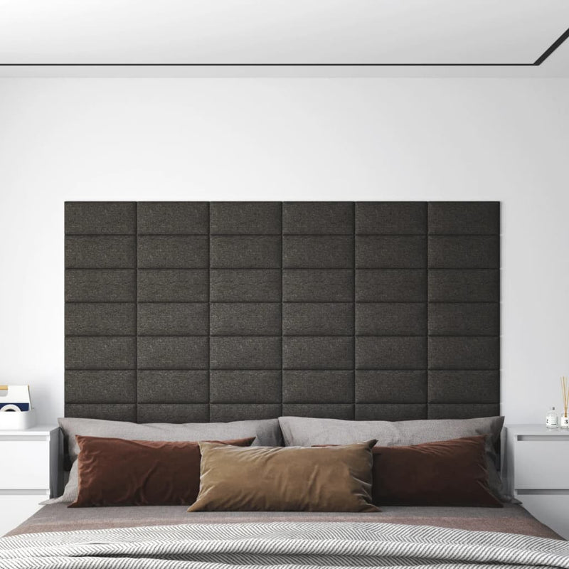 Load image into Gallery viewer, Vidaxl wandpanelen 12 st 0,54 m² 30x15 cm stof donkergrijs
