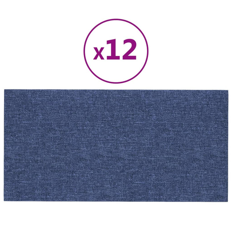 Load image into Gallery viewer, Vidaxl wandpanelen 12 st 0,54 m² 30x15 cm stof blauw